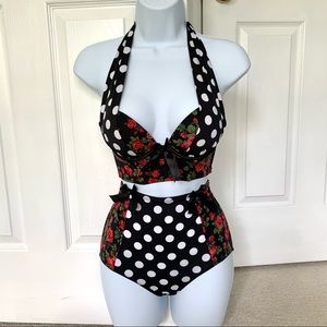 Lovesick Retro Lingere/Swim Set Floral Polka Dot